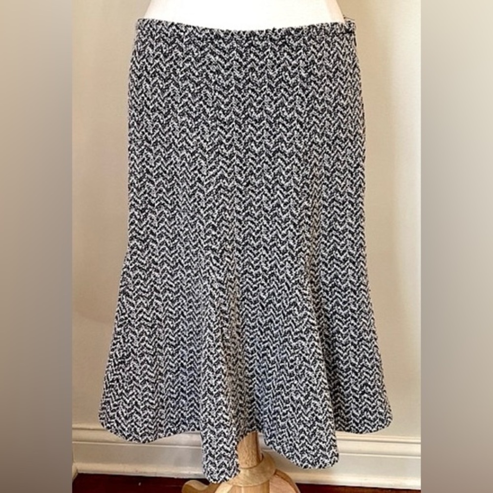 Carole Little Black Cream Herringbone SZ 12 Retro Secretary Corporate Chic Skirt